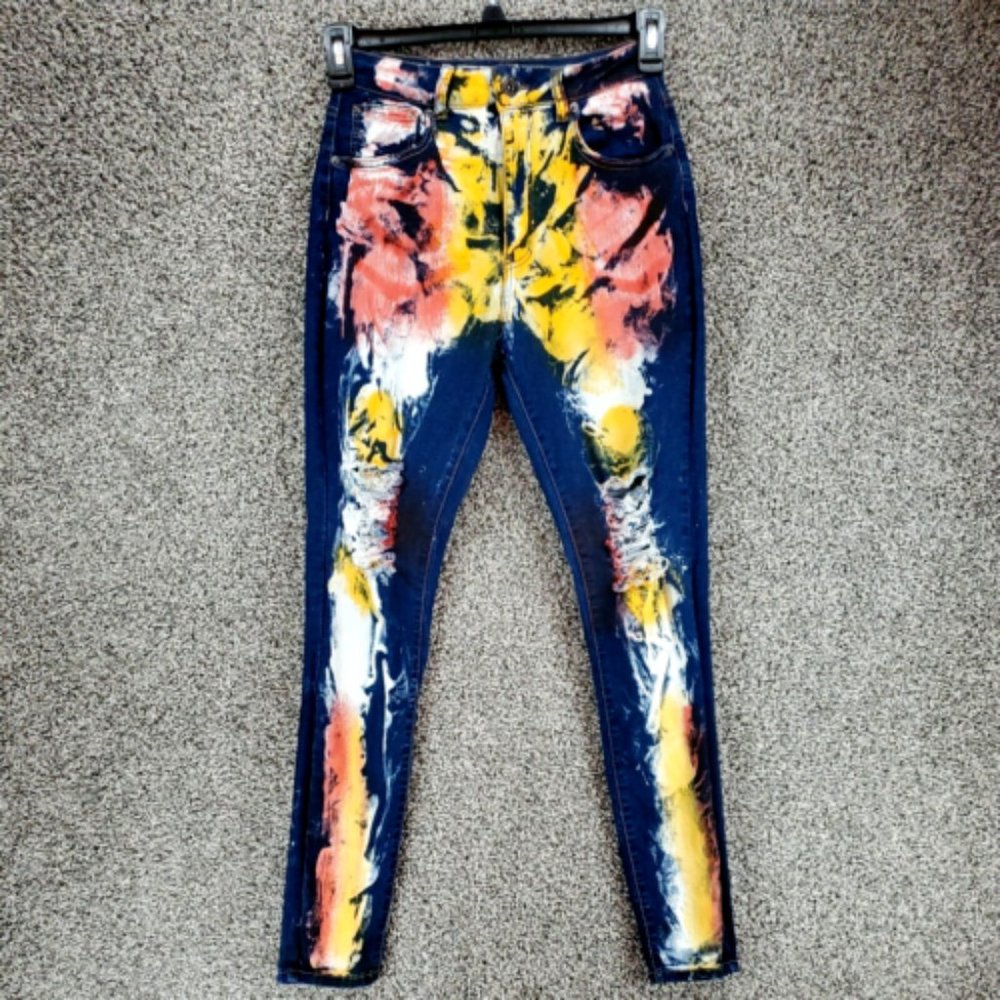 RED FOX High Waisted Multipaint Jeans Women's Size 11
